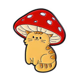 Mushroom Kitty Cat Brooch Enamel Pin