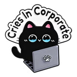 Cries In Corporate Cat Brooch Enamel Pin