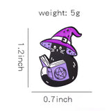 Wizardly Book Reading Cat Brooch Enamel Pin
