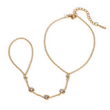 18K Gold Plated Tri Stone Hand Chain