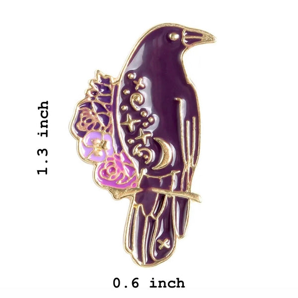 Pretty Raven Brooch Enamel Pin