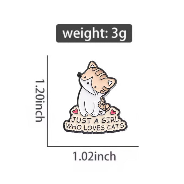 Cat Lover Girl Brooch Enamel Pin