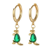 18K Gold Plated Dino Charm Necklace & Earrings