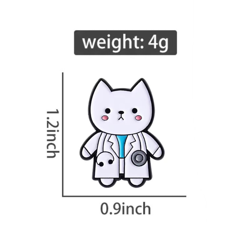 Doctor Cat Brooch Enamel Pin