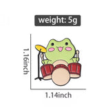 Drummer Frog Brooch Enamel Pin