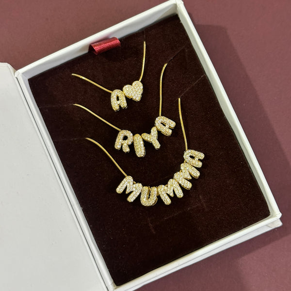 Small Bubble Initial Name Necklace