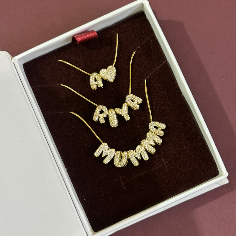 Small Bubble Initial Name Necklace