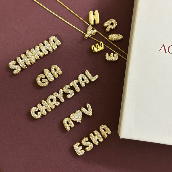 Small Bubble Initial Name Necklace