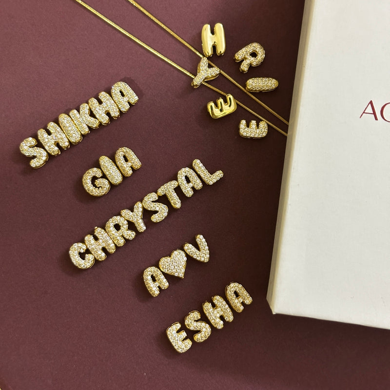 Small Bubble Initial Name Necklace