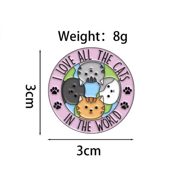I Love All The Cats Brooch Enamel Pin