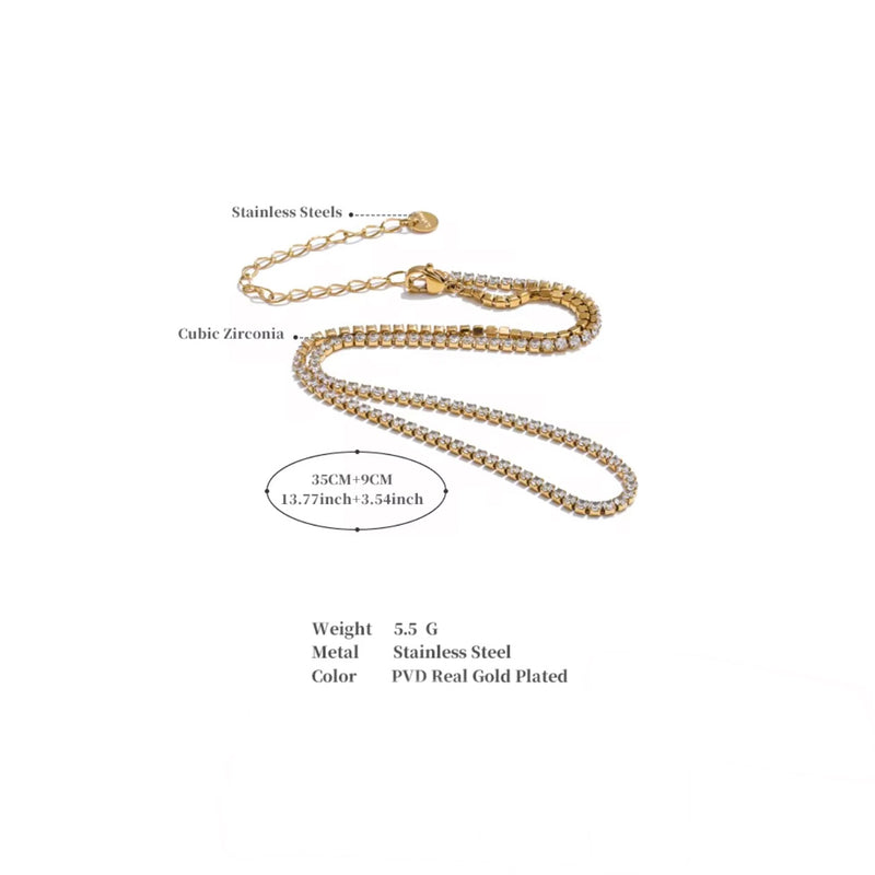 18K Gold Plated Tennis Necklace