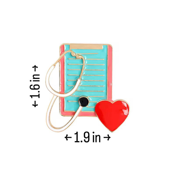 Stethoscope and Chart Medical Brooch Enamel Pin
