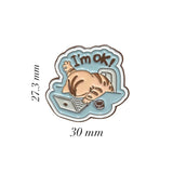 Overworked Cat Metal Enamel Sticker