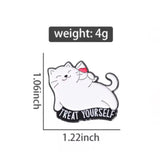 Treat Yourself Cat Brooch Enamel Pin