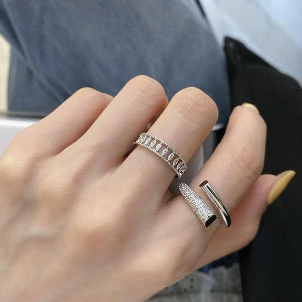 Silver Zircon Band-Style Ring