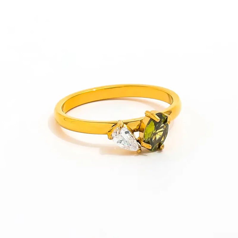 18k Gold Plated Dainty Stone Rings