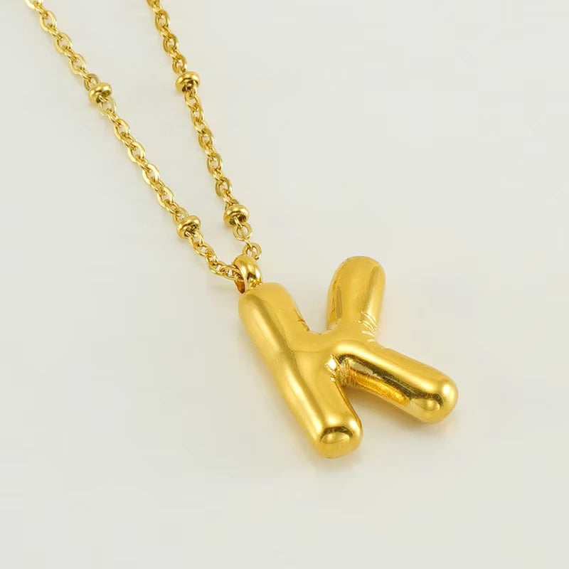 18k Gold Plated Bubble Initial Necklace