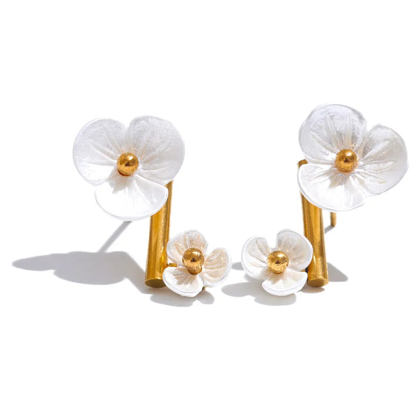 18k Gold Plated Shell Flower Earrings