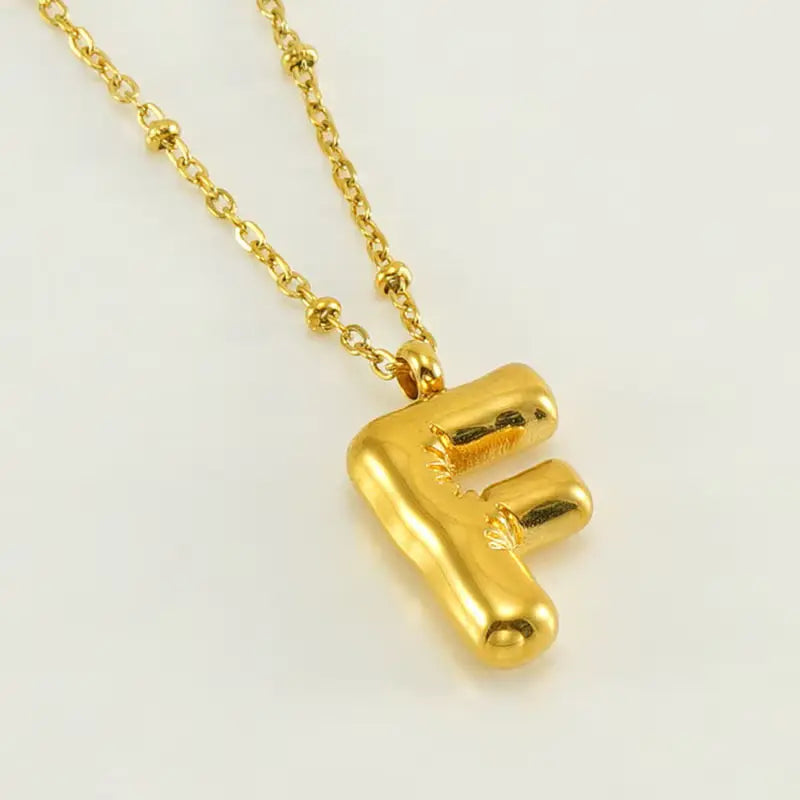 18k Gold Plated Bubble Initial Necklace