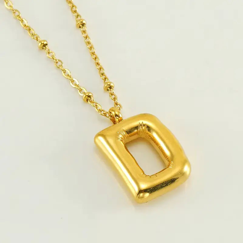 18k Gold Plated Bubble Initial Necklace