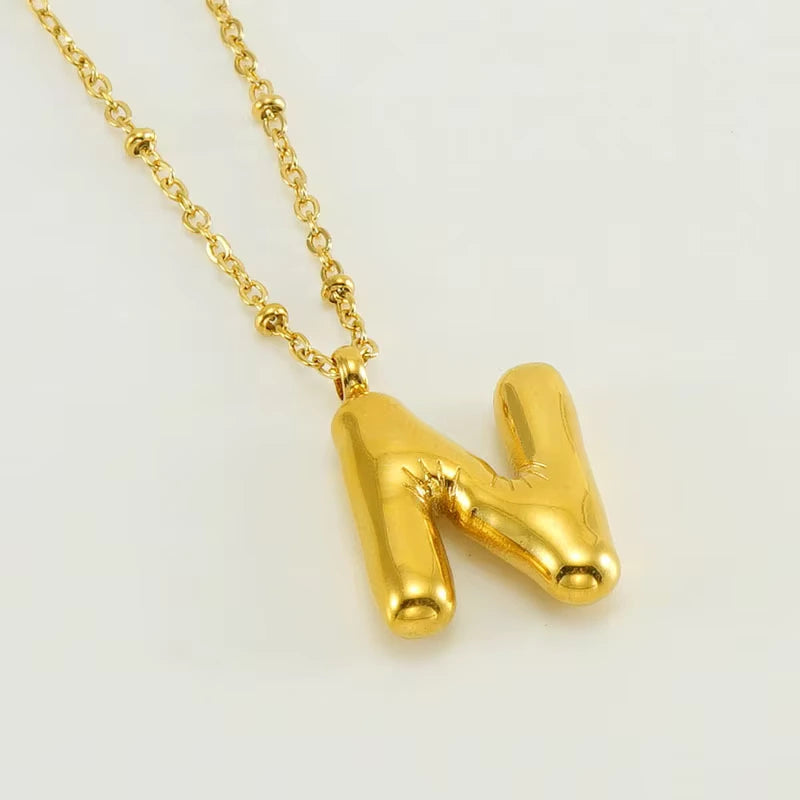 18k Gold Plated Bubble Initial Necklace