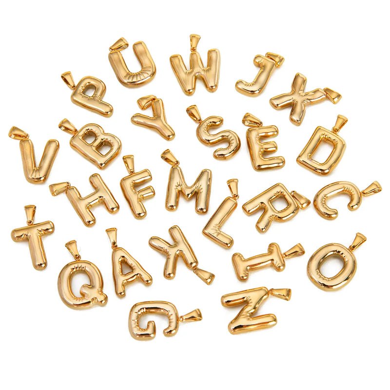18k Gold Plated Bubble Initial Necklace