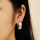 18K Gold Plated Blue White Enamel Hoops