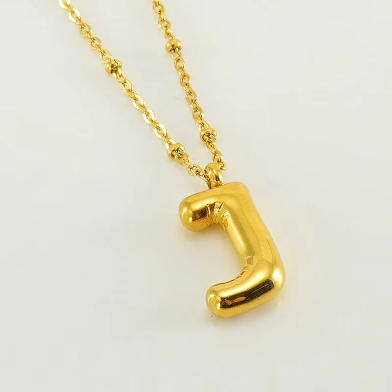 18k Gold Plated Bubble Initial Necklace