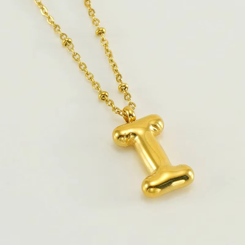 18k Gold Plated Bubble Initial Necklace