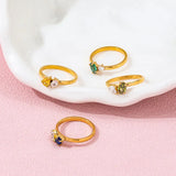 18k Gold Plated Dainty Stone Rings