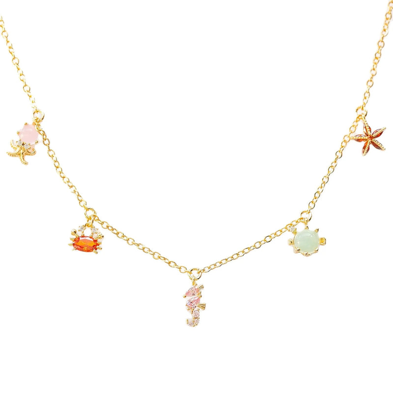 18K Gold Plated Aquatic Life Charm Necklaces