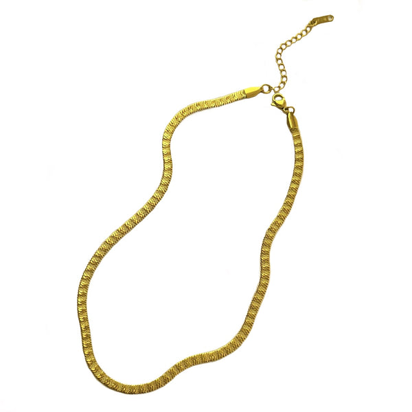 18K Gold Plated Box Textured Snake Chain