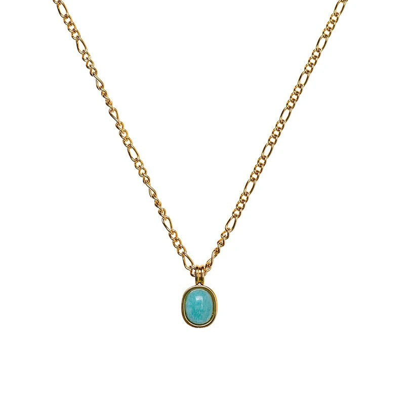 18K Gold Plated Green Stone Necklace