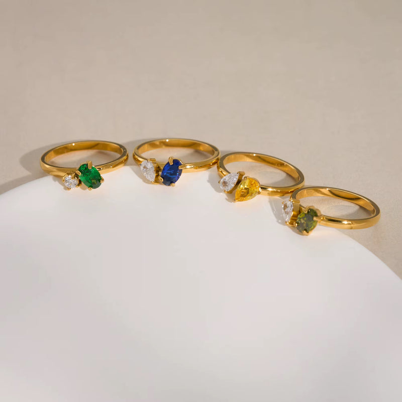 Different coloured 18k Gold Plated Jane Ring 