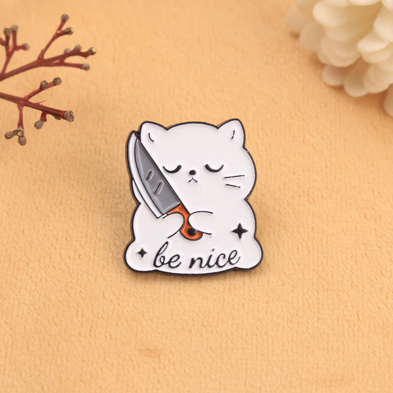 Be Nice Cat Brooch Enamel Pin