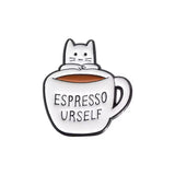Espresso Yourself Cat Brooch Enamel Pin