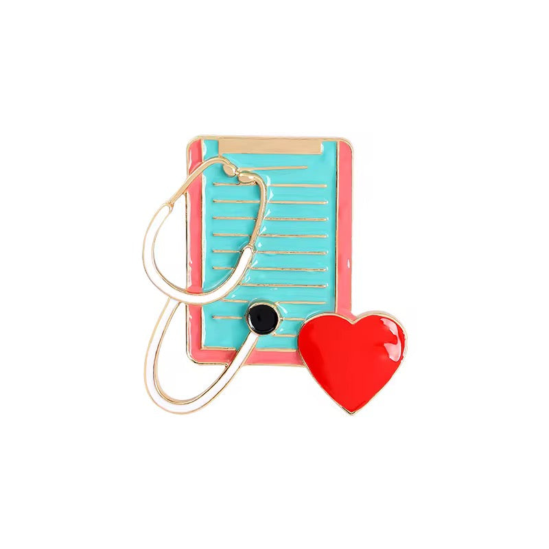 Stethoscope and Chart Medical Brooch Enamel Pin