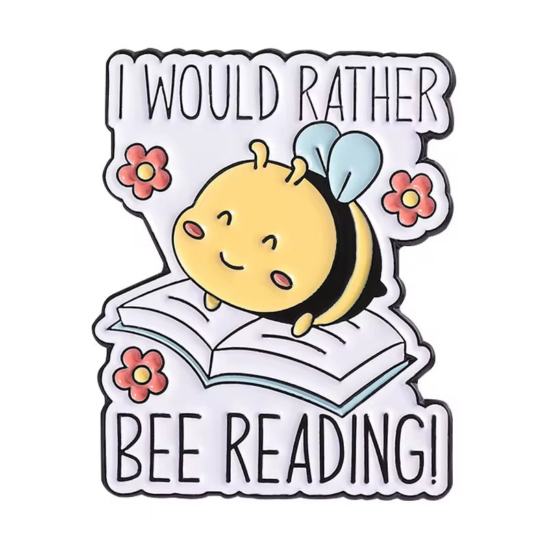 Rather Bee Reading Brooch Enamel Pin