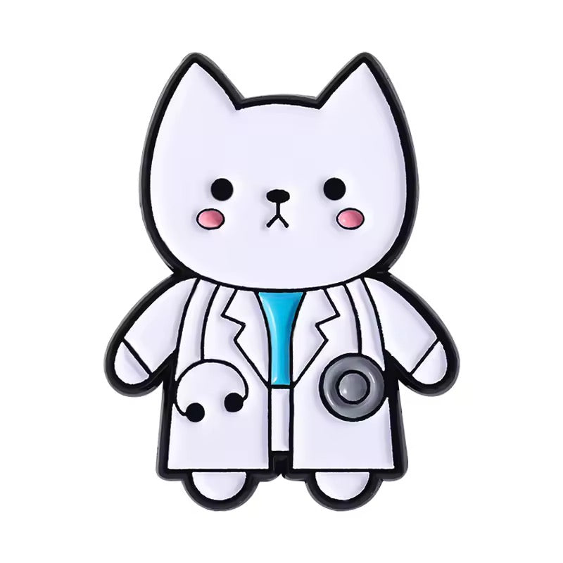 Doctor Cat Brooch Enamel Pin