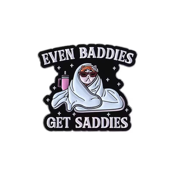 Sad Baddie Cat Brooch Enamel Pin