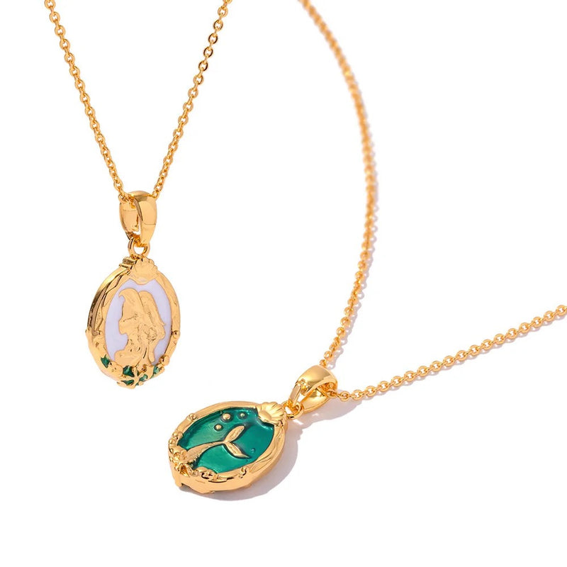 18K Gold Plated Double Sided Mermaid Necklace