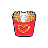 French Fries Cat Brooch Enamel Pin