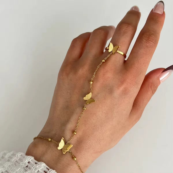 18K Gold Plated Butterfly Hand Chain