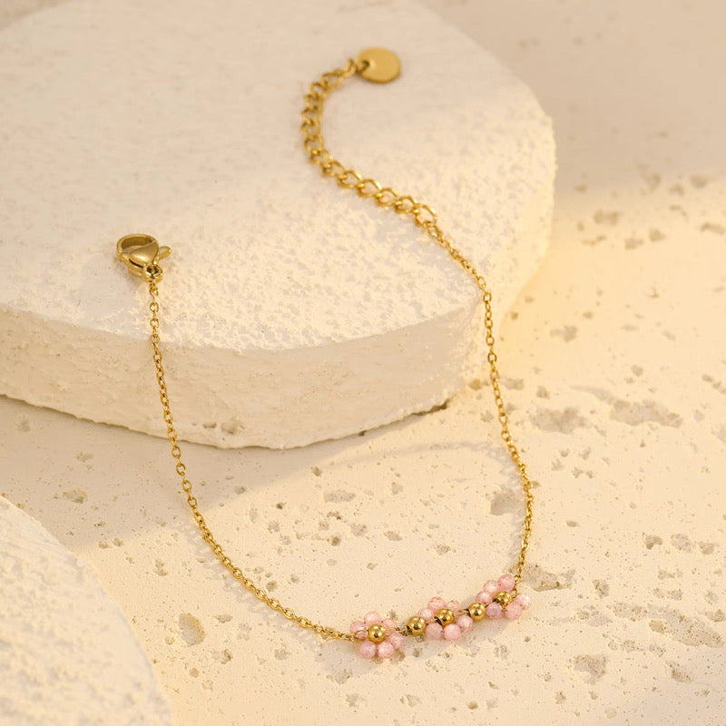 18K Gold Plated Dainty Colourful Floral Bracelets
