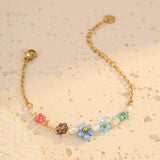 18K Gold Plated Dainty Colourful Floral Bracelets