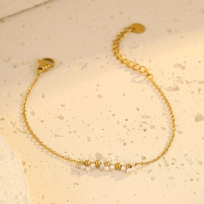 18K Gold Plated Dainty Colourful Floral Bracelets
