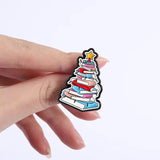 Book Christmas Tree Brooch Enamel Pin