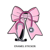 Pink Bow Stethoscope Enamel Sticker