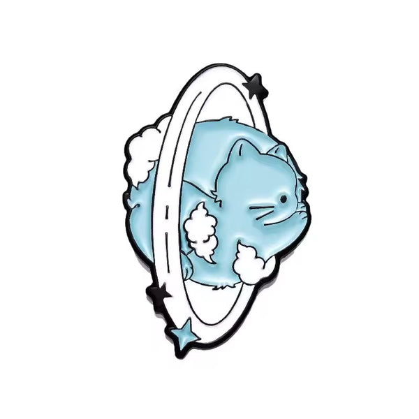 Saturn Cat Brooch Enamel Pin