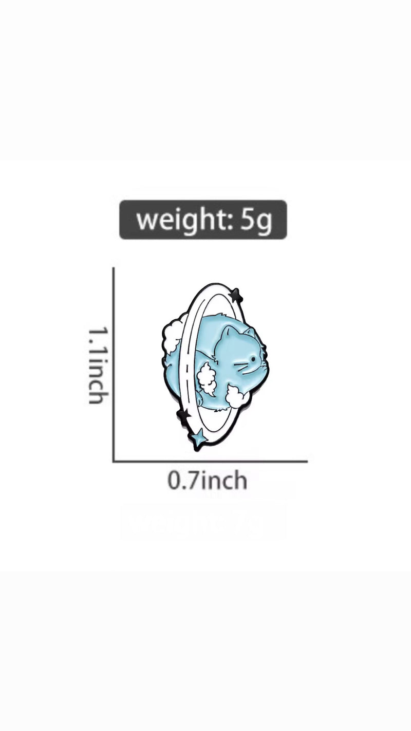 Saturn Cat Brooch Enamel Pin